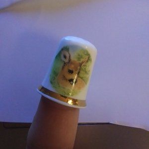 Finsbury of England Fine Bone China Thimble Vintage baby deer